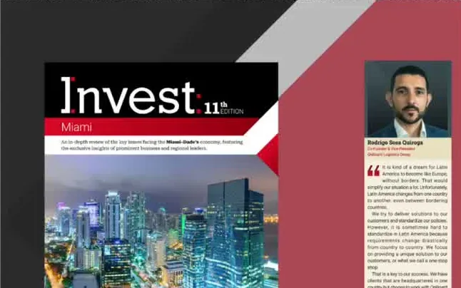 Cover of Invest: Miami, 11th edition, next to the interview with Rodrigo Sosa Quiroga